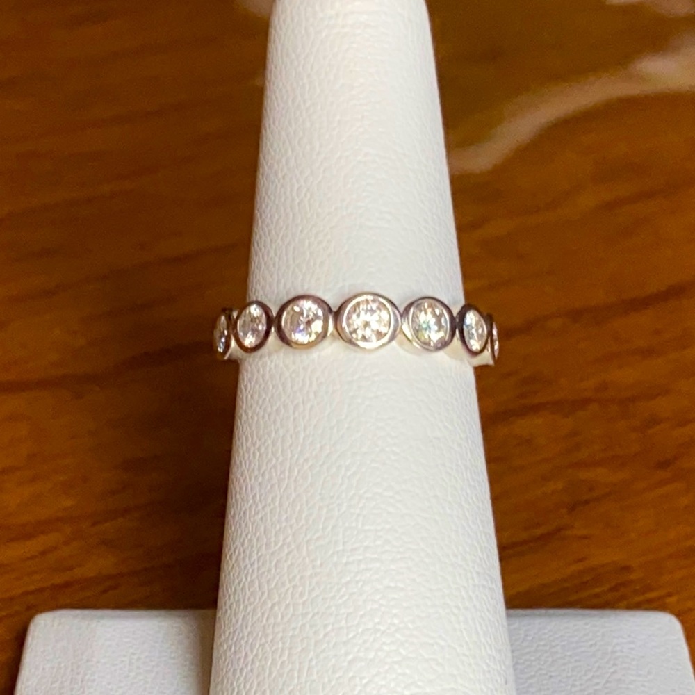 Moissanite 925 SS Bezel Set Ring